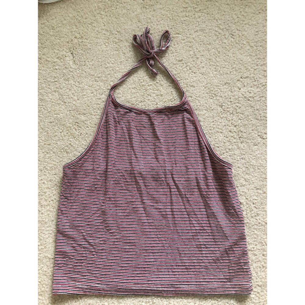 Blue & Red Striped Halter Top